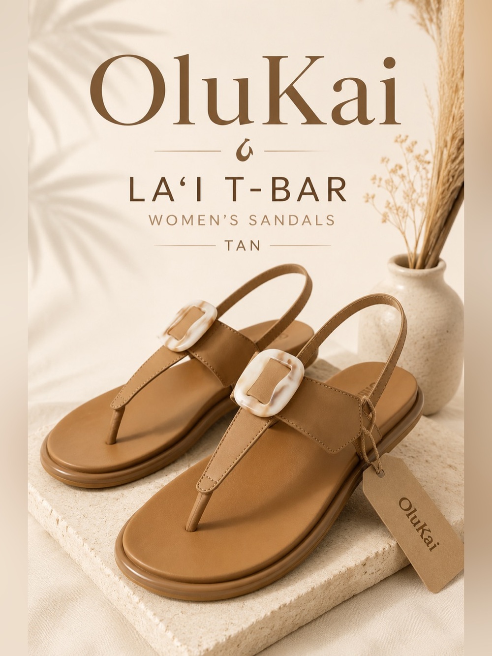 OluKai La‘i T-Bar Women’s Sandals Tan Size 9